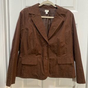 Apt.9 Women's Brown Blazer Jacket Size 16 embroidered with pockets